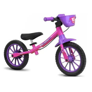 Bicicleta Infantil Equilíbrio Balance Nathor 12″ Rosa Feminina