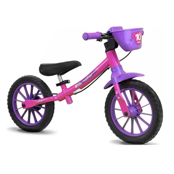 Bicicleta Infantil Equilíbrio Balance Nathor 12″ Rosa Feminina
