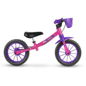 Bicicleta Infantil Equilíbrio Balance Nathor 12″ Rosa Feminina