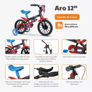 Bicicleta Infantil Aro 12 Nathor Mickey Disney