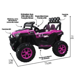Carro Elétrico Infantil Super Cross 4×4 Rosa 12v – Zippy Toys