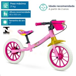 Bicicleta Infantil Equilíbrio Balance Nathor 12″ Princesas