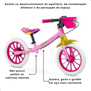 Bicicleta Infantil Equilíbrio Balance Nathor 12″ Princesas