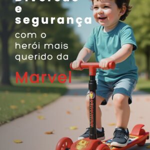 Patinete Infantil 3 Rodas Marvel Avengers – LED, Altura Ajustavel, 3+ Homem de Ferro