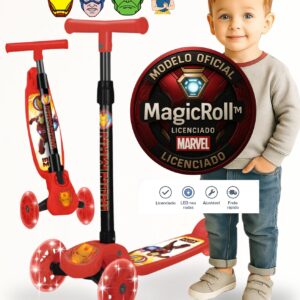Patinete Infantil 3 Rodas Marvel Avengers – LED, Altura Ajustavel, 3+ Homem de Ferro