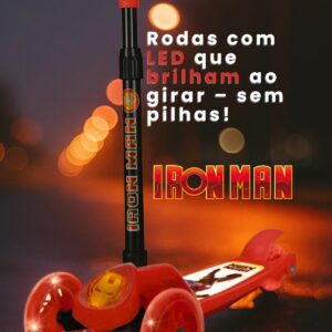 Patinete Infantil 3 Rodas Marvel Avengers – LED, Altura Ajustavel, 3+ Homem de Ferro