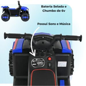 Quadriciclo Elétrico Infantil Atv 6v Zippy Toys Azul