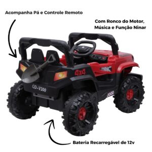 Carro Elétrico Infantil Jipe Off-road 12v Vermelho Zippy Toys