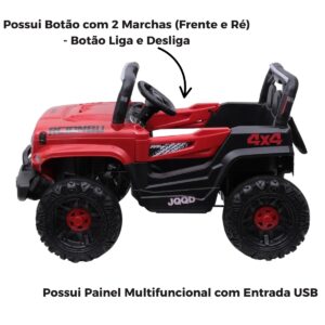 Carro Elétrico Infantil Jipe Off-road 12v Vermelho Zippy Toys
