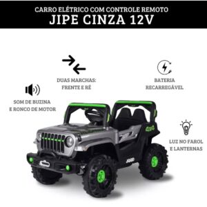Carro Elétrico Infantil Jipe Off-road 12v Cinza Zippy Toys