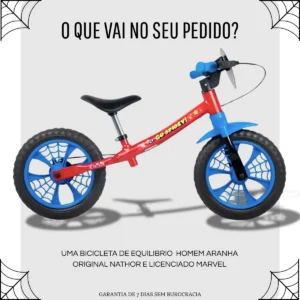 Bicicleta Infantil Equilíbrio Balance Nathor 12″ Homem Aranha