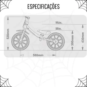 Bicicleta Infantil Equilíbrio Balance Nathor 12″ Homem Aranha