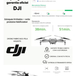 DRONE DJI MINI 3 FLY MORE COMBO BR (COM TELA) 4K ATE 25KM – MULTI