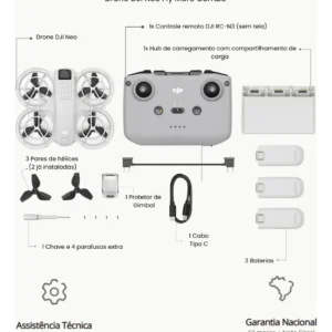Drone Dji Neo Fly More Combo Sem Tela 4k Ate 10km 3 Baterias Multi