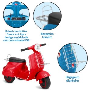 Scooter Banderetta Eletrica 6v Bandeirante Vermelha