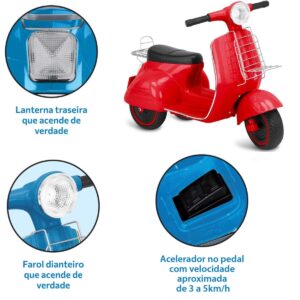 Scooter Banderetta Eletrica 6v Bandeirante Vermelha