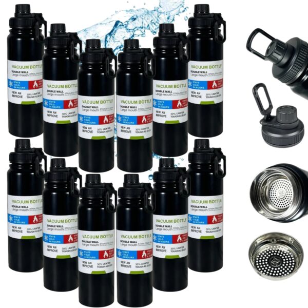 Garrafinha termica 700ml Preta Kit 12