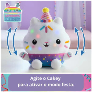 Pelucia Gabby’s Dollhouse Gato Cakey Com Som E Luz 26cm Sunny