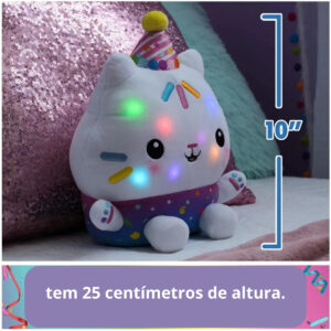 Pelucia Gabby’s Dollhouse Gato Cakey Com Som E Luz 26cm Sunny