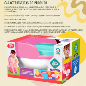 Troninho 2 em 1 Baby Land Pinico Pipinico Vira Assento para Vaso Rosa Cardoso