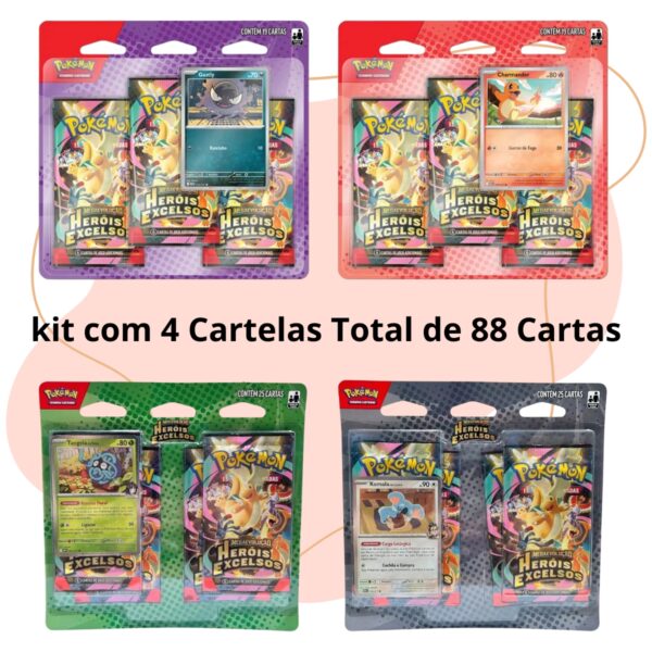 Pokemon Heróis Excelsos Mega Evolução 88 Cartas KIT COM 4 PACK