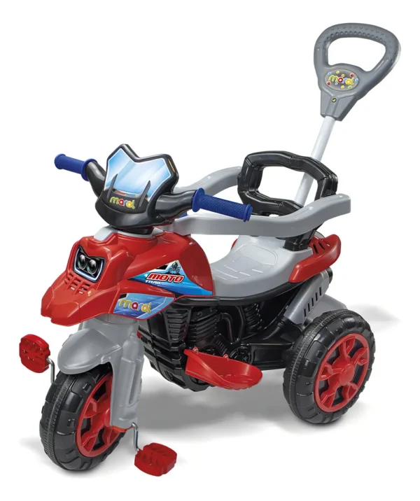 Andador Infantil Triciclo Moto Trail Maral Com Empurrador Vermelho