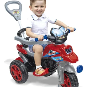 Andador Infantil Triciclo Moto Trail Maral Com Empurrador Vermelho