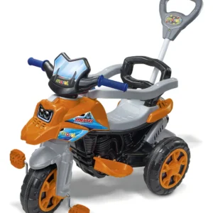 Andador Infantil Triciclo Moto Trail Maral Com Empurrador Laranja