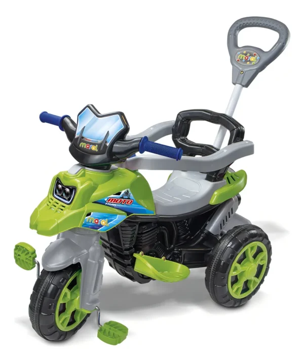 Andador Infantil Triciclo Moto Trail Maral Com Empurrador verde