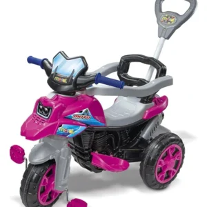 Andador Infantil Triciclo Moto Trail Maral Com Empurrador Rosa