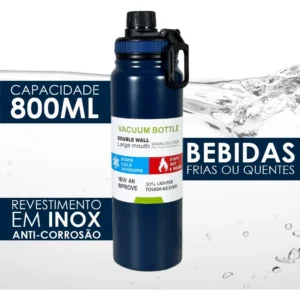 Garrafinha Térmica 700ml Frio Com Isolamento Garrafinha Treinos Azul