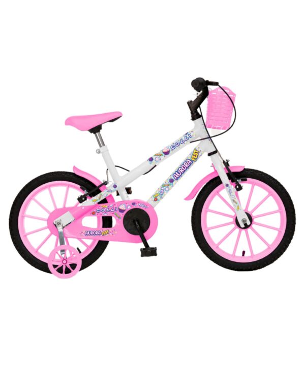 Bicicleta Infantil Aro 16 Colli Aurora Rodinhas E Cestinhas – Branco