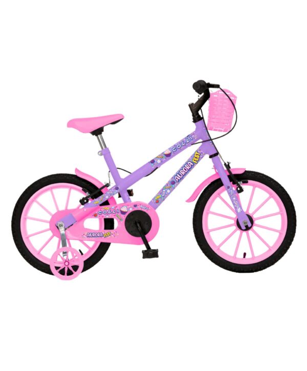 Bicicleta Infantil Aro 16 Colli Aurora Rodinhas E Cestinhas – Lilás