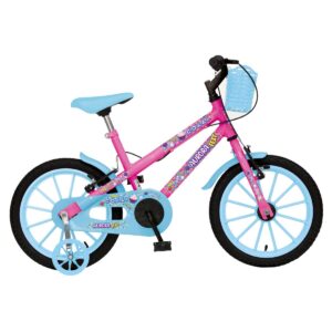Bicicleta Infantil Aro 16 Colli Aurora Rodinhas E Cestinhas – Rosa Neon