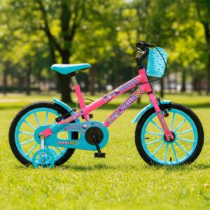 Bicicleta Infantil Aro 16 Colli Aurora Rodinhas E Cestinhas – Rosa Neon