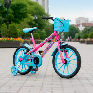 Bicicleta Infantil Aro 16 Colli Aurora Rodinhas E Cestinhas – Rosa Neon