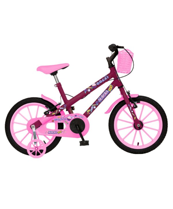 Bicicleta Infantil Aro 16 Colli Aurora Rodinhas E Cestinhas – Roxo Perolizado