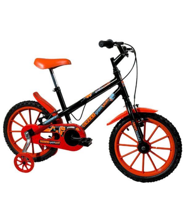 Bicicleta Infantil Aro 16 Colli Spinossauro Rodinha Lateral – Preto Fosco