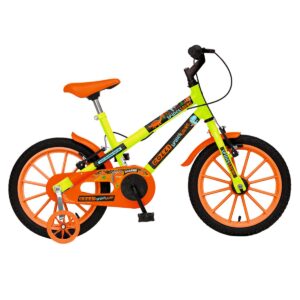 Bicicleta Infantil Aro 16 Colli Spinossauro Rodinha Lateral – Amarelo Neon