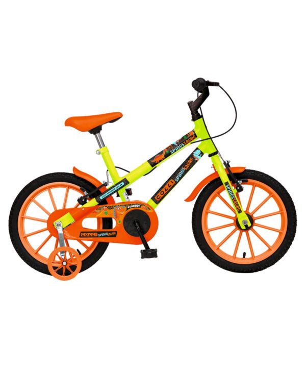 Bicicleta Infantil Aro 16 Colli Spinossauro Rodinha Lateral – Amarelo Neon