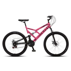 Bicicleta Aro 26 Colli 21v EXCLUSIVA Gps Freio A Disco E Suspensão – Rosa Neon