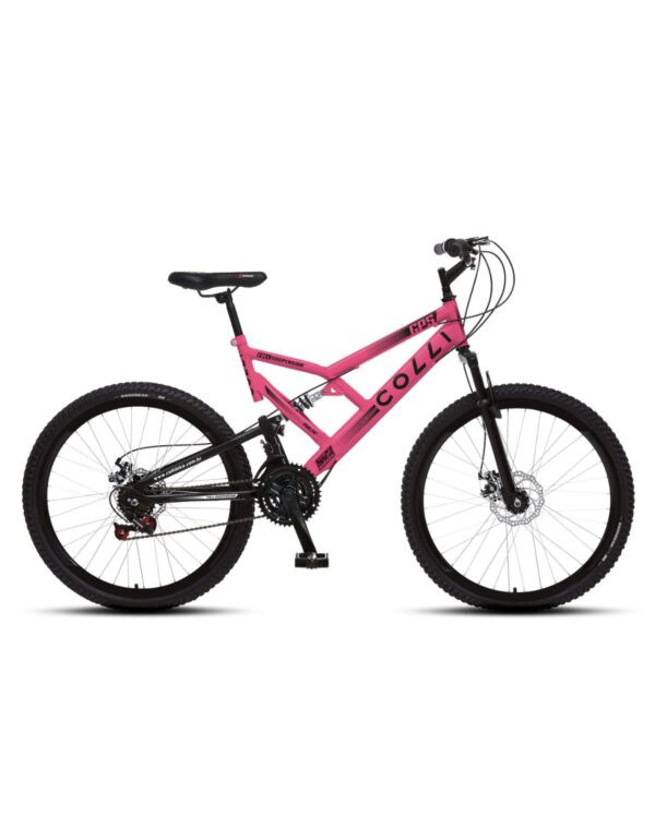Bicicleta Aro 26 Colli 21v EXCLUSIVA Gps Freio A Disco E Suspensão – Rosa Neon