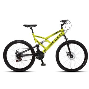 Bicicleta Aro 26 Colli 21v EXCLUSIVA Gps Freio A Disco E Suspensão – Amarelo Neon