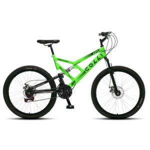 Bicicleta Aro 26 Colli 21v EXCLUSIVA Gps Freio A Disco E Suspensão – Verde Neon