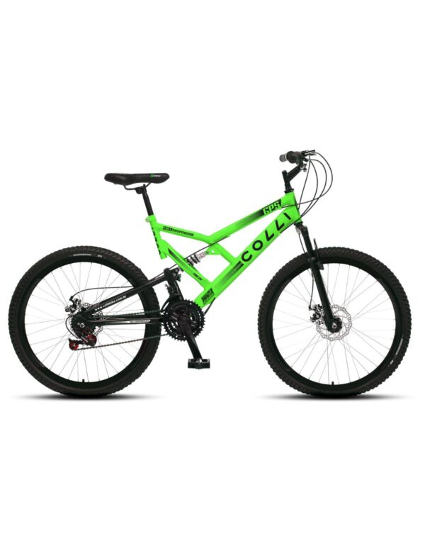 Bicicleta Aro 26 Colli 21v EXCLUSIVA Gps Freio A Disco E Suspensão – Verde Neon