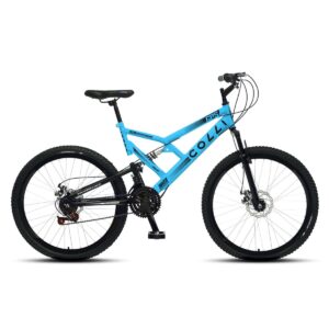 Bicicleta Aro 26 Colli 21v EXCLUSIVA Gps Freio A Disco E Suspensão – Azul Champanhe
