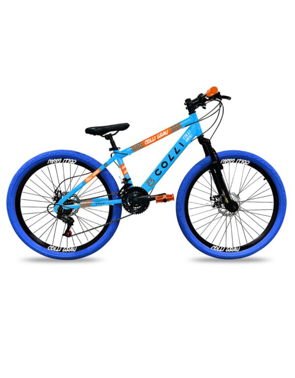 Bicicleta Aro 26 Colli Grau 21V Freio A Disco E Suspensão – Azul Champanhe
