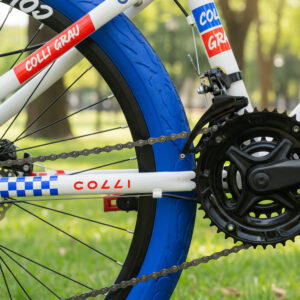 Bicicleta Aro 26 Colli Grau 21V Freio A Disco E Suspensão – Branco com Vermelho/Azul