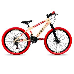 Bicicleta Aro 26 Colli Grau 21V Freio A Disco E Suspensão – Bege