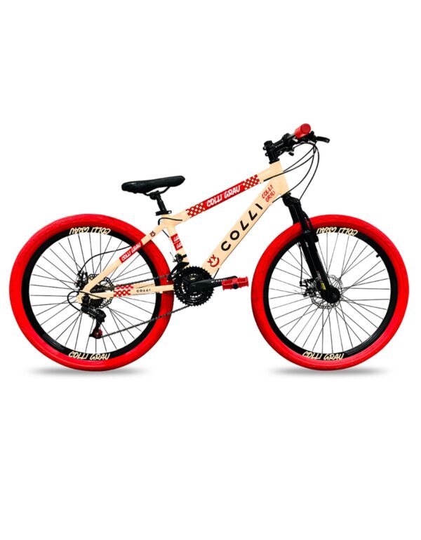 Bicicleta Aro 26 Colli Grau 21V Freio A Disco E Suspensão – Bege